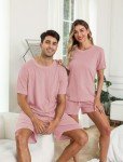 Men's Pink Ribbed Knit Pajama Set