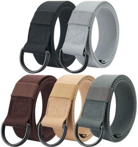5-Pack Canvas Casual Belts with Double D-Ring