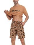 Men’s Soft Short Sleeve Pajama Set – Coffee & Leopard