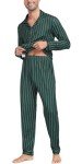 AIYINO Men's Soft Button-Down Pajama Set - Green