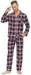 Men's 100% Cotton Plaid Pajama Set - XL