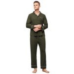 Men's Soft Long Sleeve Pajama Set - Dark Green