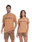 Men’s Soft Short Sleeve Pajama Set – Coffee & Leopard