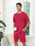 Men's Soft Red Pajama Set with Shorts