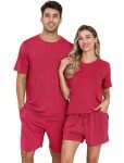 Men's Soft Red Pajama Set with Shorts