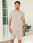 Men's Short Sleeve Pajama Set in Light Khaki