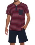 Sykooria Men's Red Cotton Pajama Set with Pockets