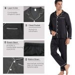 Men's Black Satin Button-Down Pajama Set