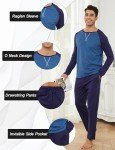 Men's Cotton Long Sleeve Pajama Set - Navy Blue