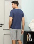 Men's Comfy Summer Cotton Pajama Set, Deep Blue/Grey