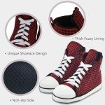 Men's Black-Red Check Indoor Slipper Sneakers