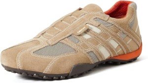 Geox Men's Snake 96 Fashion Sneakers, Beige/Orange