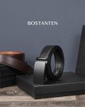 BOSTANTEN Men's Leather Ratchet Dress Belt - Black