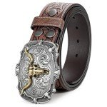 Western Leather Buckle Belt for Men and Women