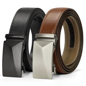 IGOLUMON Men's 2 Pack Adjustable Leather Belts