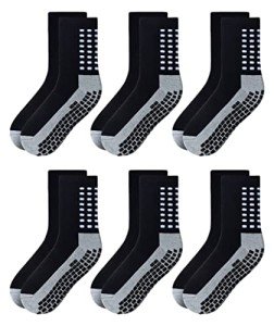 Men's Anti-Slip Hospital Crew Socks - 6 Pairs