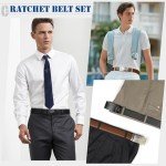 IGOLUMON Men's 2 Pack Adjustable Leather Belts