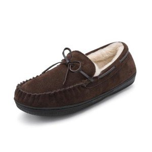 Men's Fuzzy Plush Loafer Slippers - Brown Size 10.5