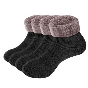 YUEDGE Men's Cozy Fleece-Lined Slipper Socks - 2 Pairs