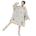 THREE POODLE Oversized Wearable Blanket Hoodie Set