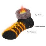 YUEDGE Men's Cozy Fleece-Lined Slipper Socks - 2 Pairs