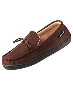 Men's Microsuede Moccasin Slippers with Memory Foam