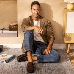 Men's Fuzzy Plush Loafer Slippers - Brown Size 10.5