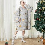 THREE POODLE Oversized Wearable Blanket Hoodie Set