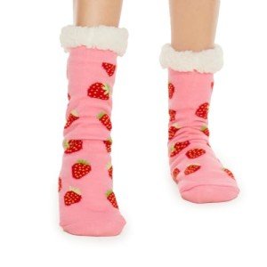 Cozy Strawberry Sherpa Slipper Socks for All
