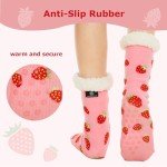 Cozy Strawberry Sherpa Slipper Socks for All