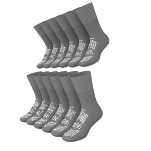 Men's Gray Grip Socks with Elastic Cuff (6-Pack)