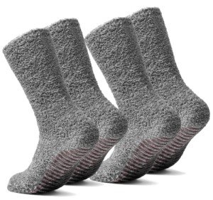 Gripjoy Fuzzy Non-Skid Socks for Men - 2 Pk