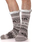 Men's Fuzzy Fleece-Lined Slipper Socks - Grey