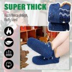 Navy Fuzzy Slipper Socks for Men and Women