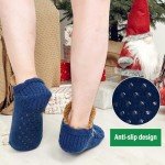 Navy Fuzzy Slipper Socks for Men and Women