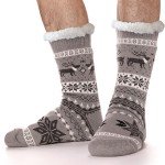 Men's Fuzzy Fleece-Lined Slipper Socks - Grey