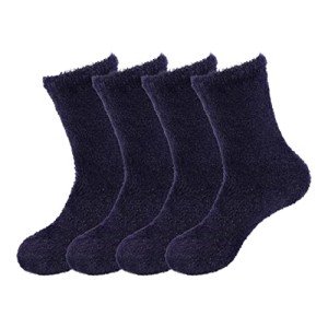 Men's Warm Plush Fuzzy Socks - Navy - 4 Pairs