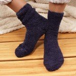 Men's Warm Plush Fuzzy Socks - Navy - 4 Pairs
