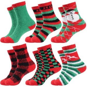 Holiday Fuzzy Socks for Men with Grips
