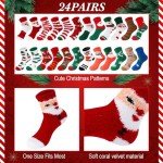 Suhine 24 Pairs Fuzzy Socks for Christmas Gifts