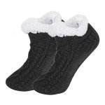 Men’s Fuzzy Sherpa Grip Slipper Socks - Black