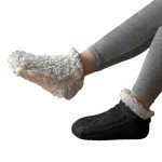 Men’s Fuzzy Sherpa Grip Slipper Socks - Black