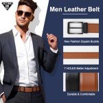Men's Reversible Leather Belt with Classic Buckle