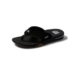 Reef Men’s Fanning Flip-Flops in Black/Silver 13