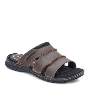Rockport Men's Darwyn Brown Leather Slide Sandal