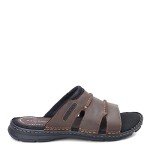 Rockport Men's Darwyn Brown Leather Slide Sandal