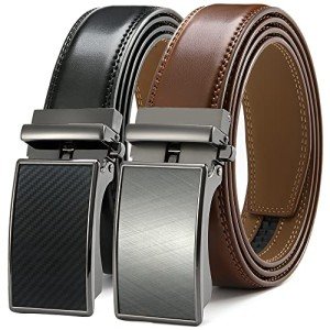 Men's Adjustable Leather Ratchet Belt – 2 Pack