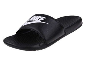 NIKE Men's Benassi Just Do It Sandals, White/Black