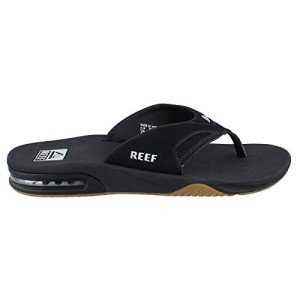 Reef Men’s Black/Silver Fanning Flip-Flops, Size 7