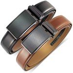 Men's Adjustable Leather Ratchet Belt – 2 Pack